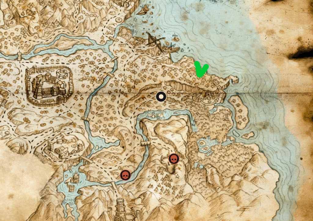 Карта Колонии: зелёная метка второго алтаря Инноса на восточном берегу